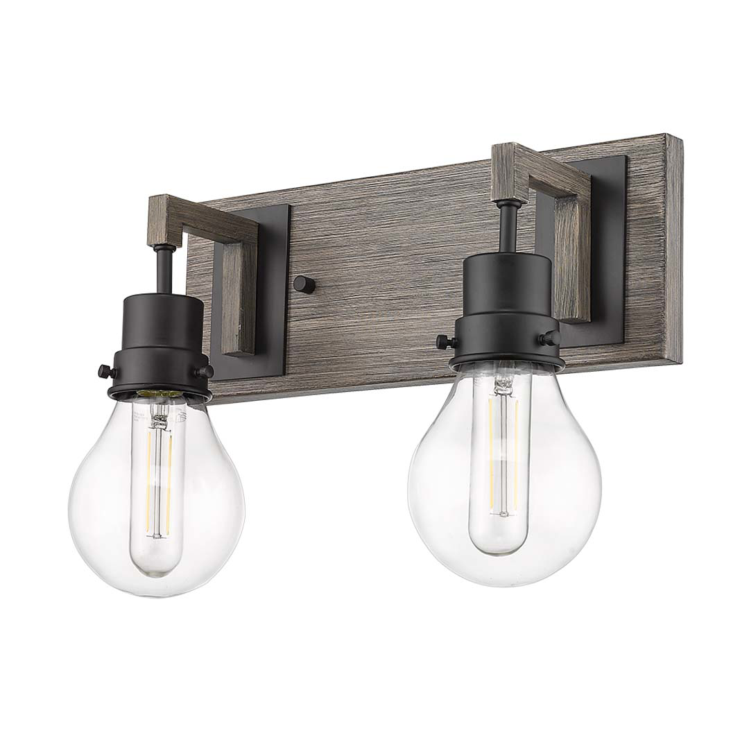 Roxton 2-Light Vanity with Wood Style Accents - Statement-Making Vanities in Matte Black