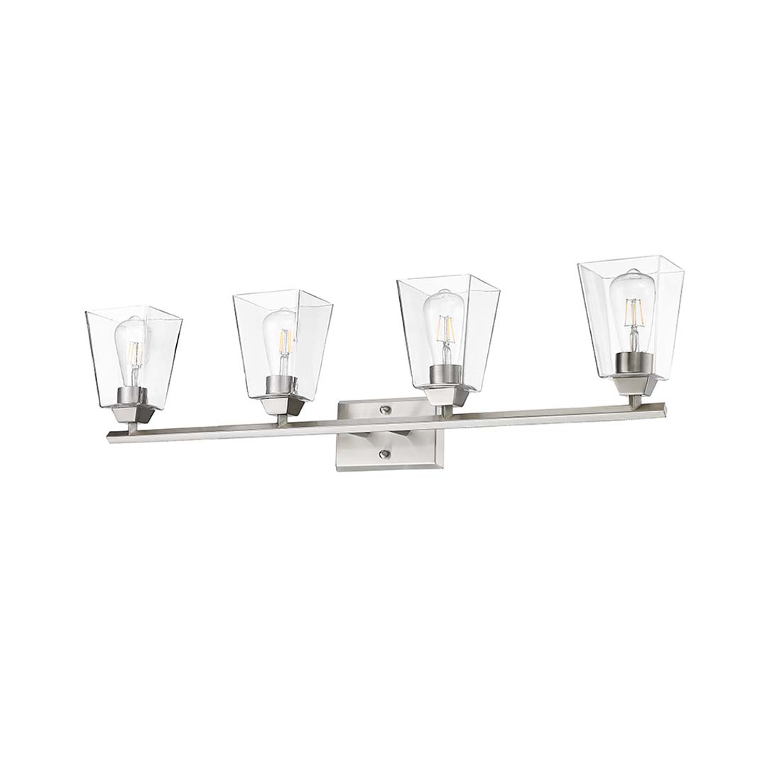 Blair 4-Light Clear Glass Vanity - Statement-Making Vanities in Brushed Nickel