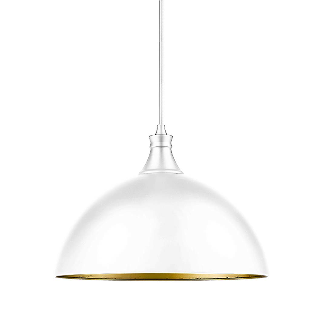 1-Light 12 Mia Wh Metal Shade Corded Pendant - Decorative Pendants in White