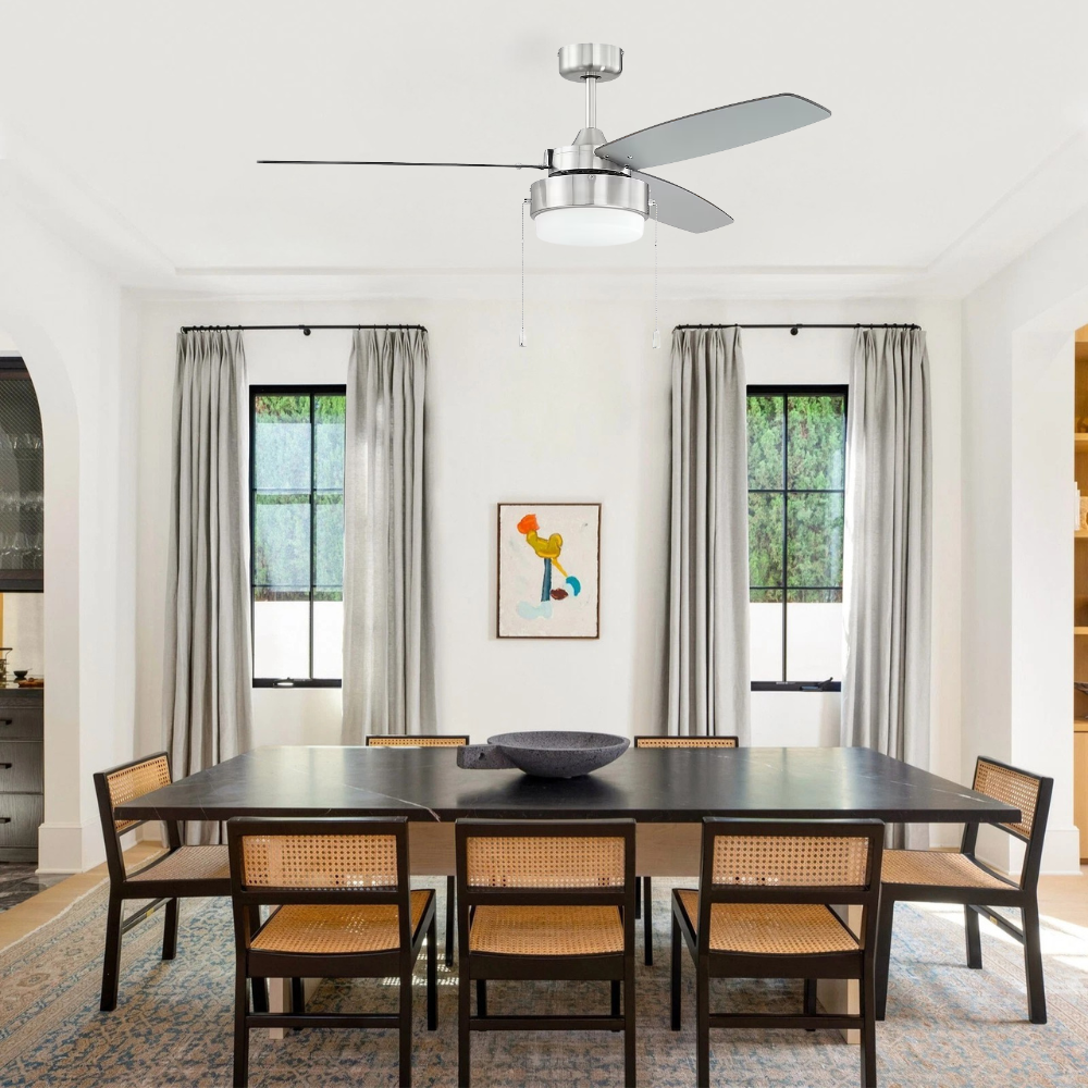 Craftmade McCoy 52‑Inch Ceiling Fan — Brushed Polished Nickel, Integrated LED & Wall Control