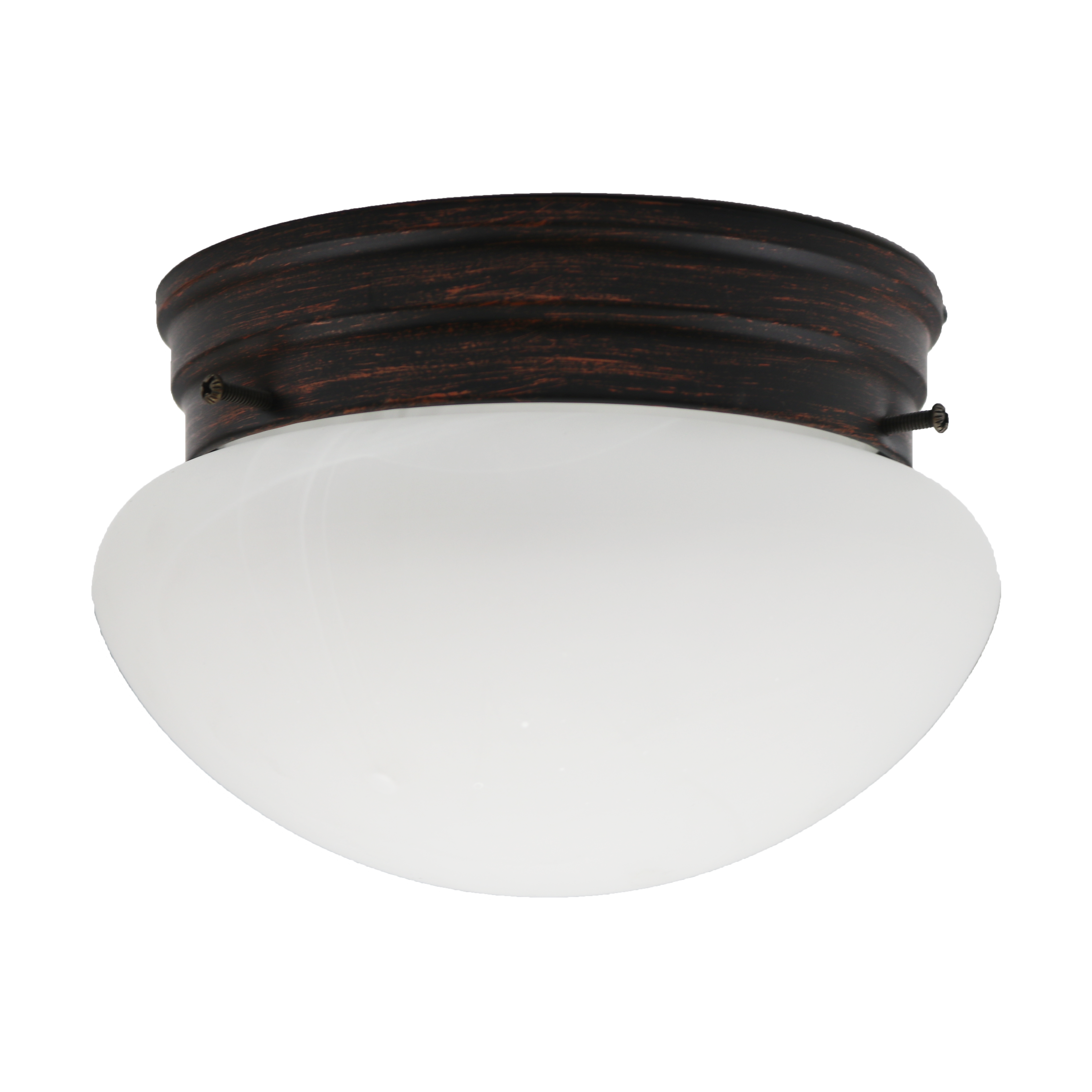 1-Light Faux Mushroom Alabaster Glass Flush Mount Rubbed Bronze Finish