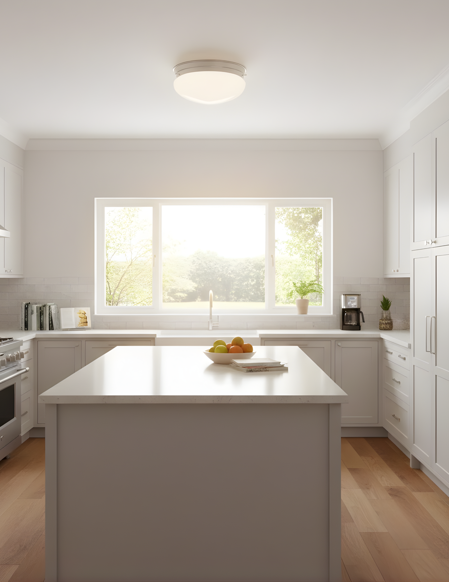 2-Light White Glass Mushroom - Elegant Ceiling Mounts in Brushed Nickel