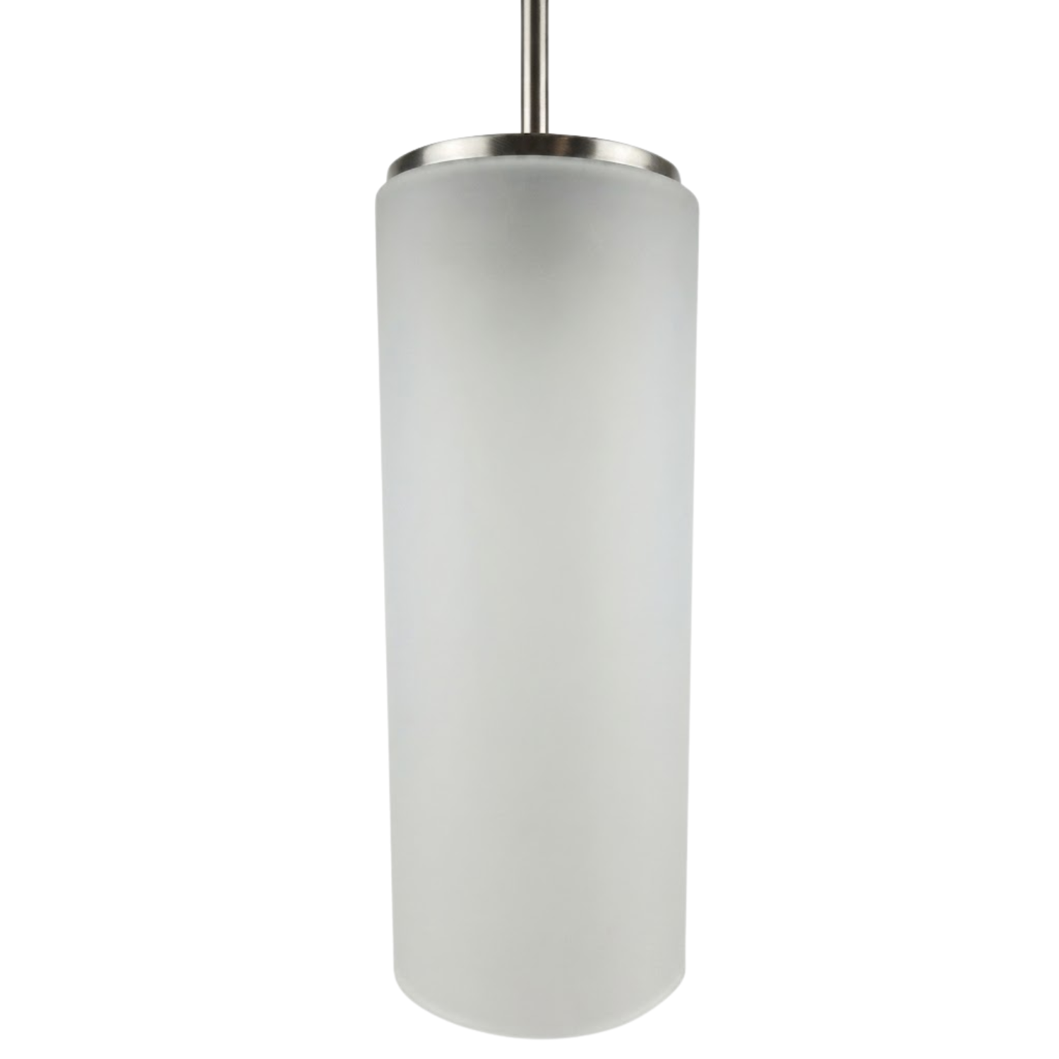 1-Light Frosted Opal Cylinder Pendant Light Brushed Nickel - Classic Pendants