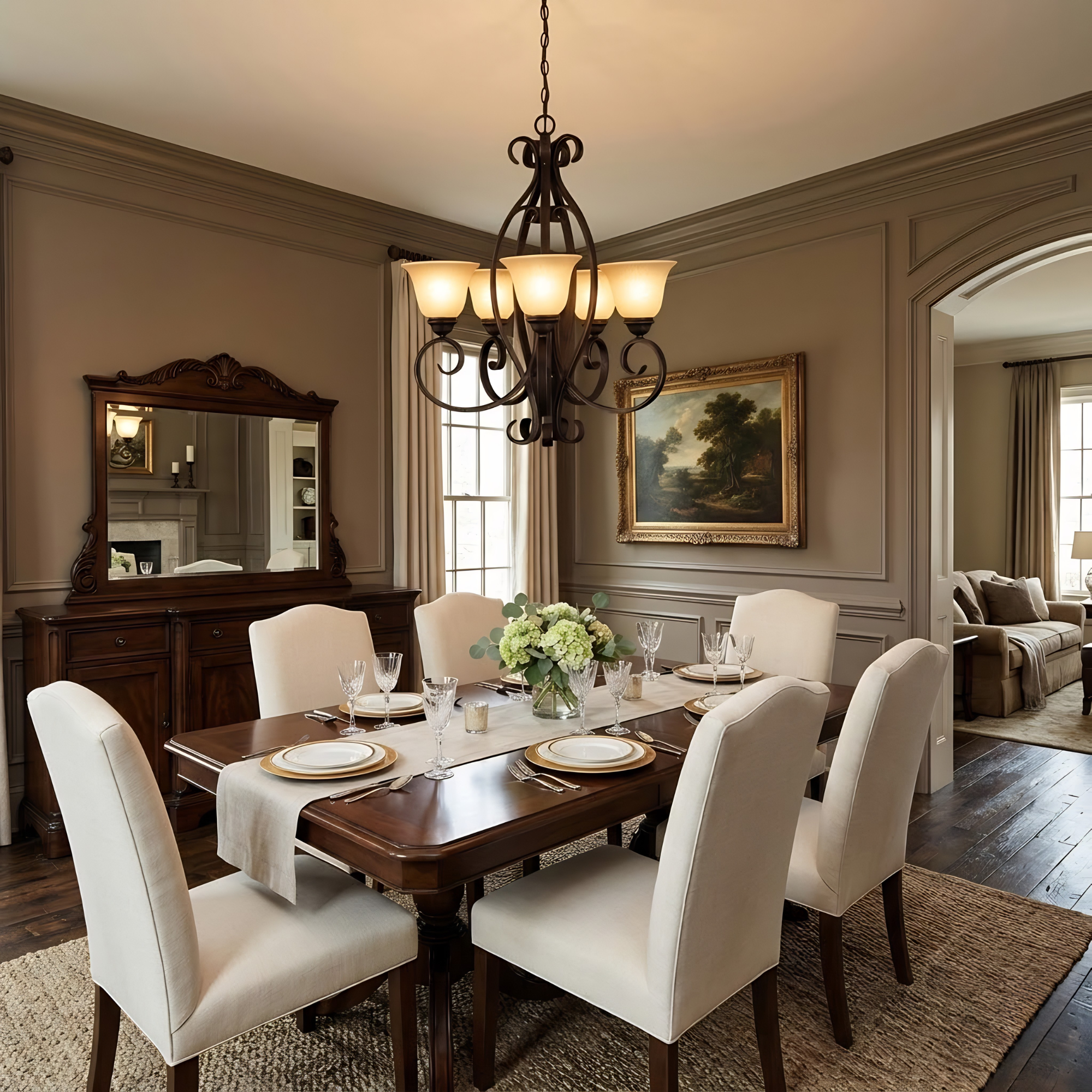 El Paso Series 5-Light Chandelier - Tea Stain Glass - Timeless Chandeliers