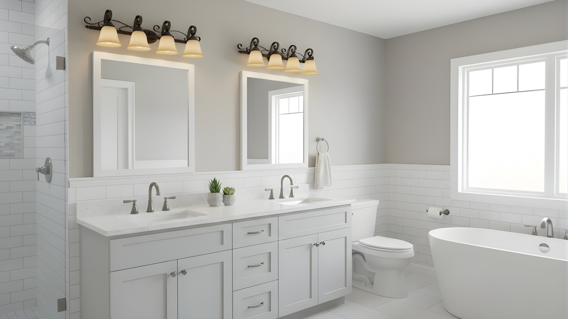 El Paso Series 4-Light Vanity - Tea Stain Glass - Functional Vanities