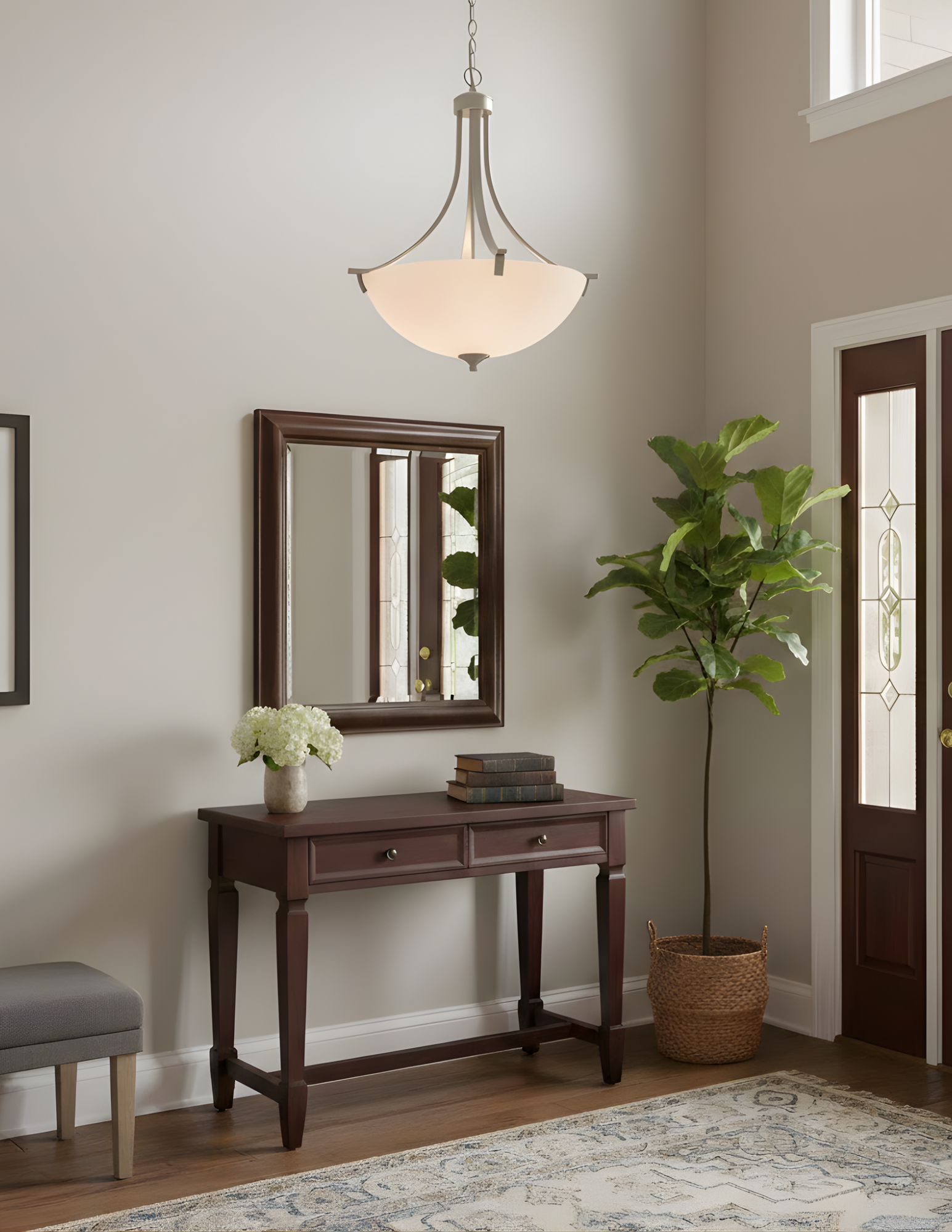Victoria 3-Light Entry - White Glass - Clean-Line Pendants