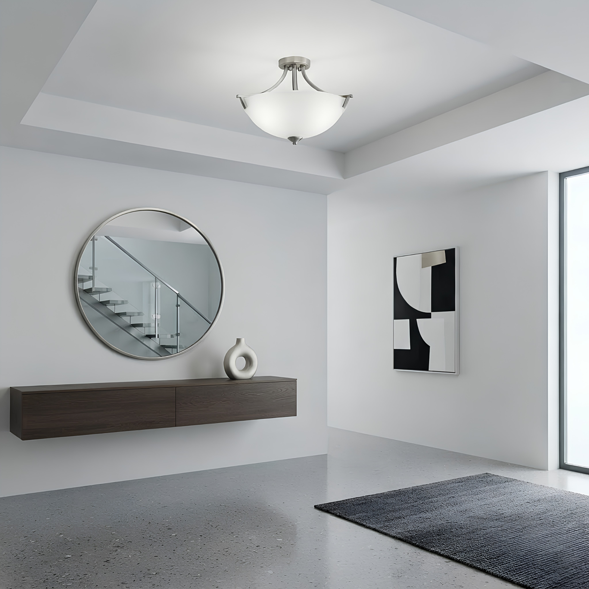 Victoria 3-Light Semi Flush Entry White Glass - Decorative Ceiling Mounts