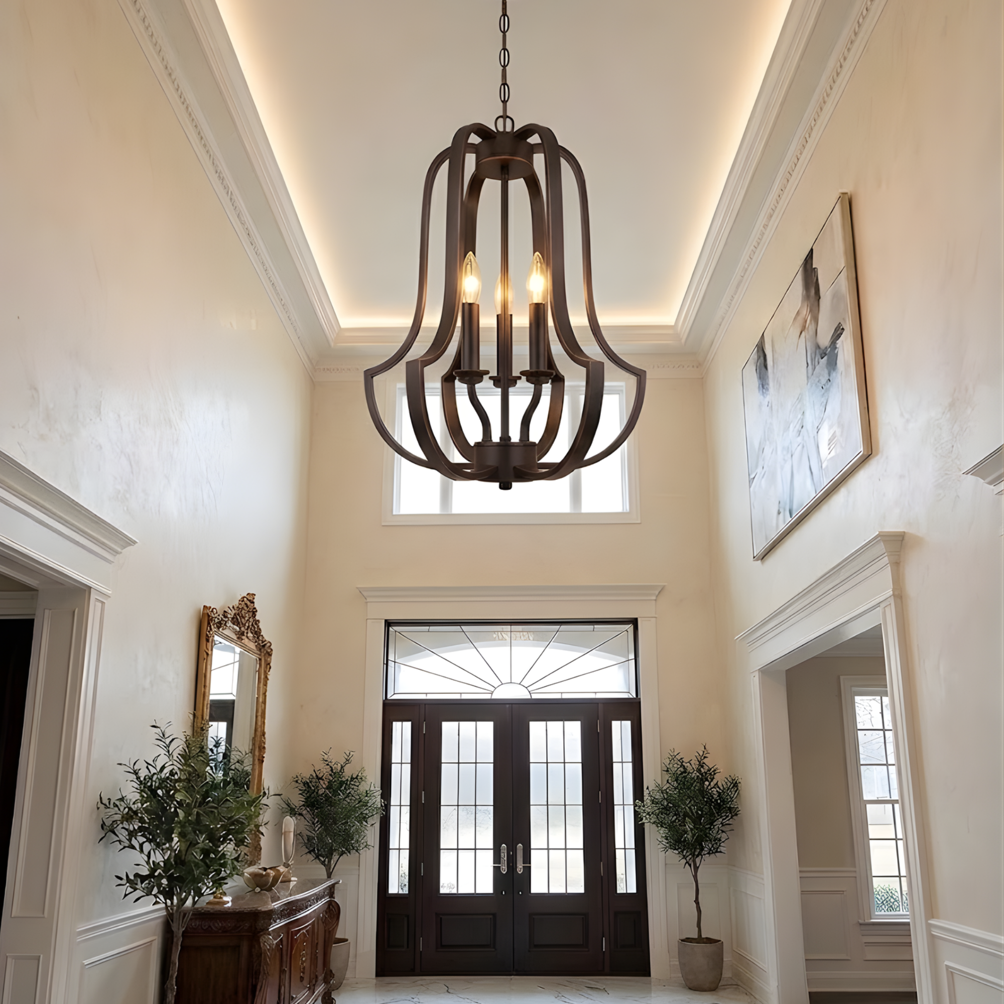 Lexington 3-Light Entry Cage - Architectural-Inspired Pendants