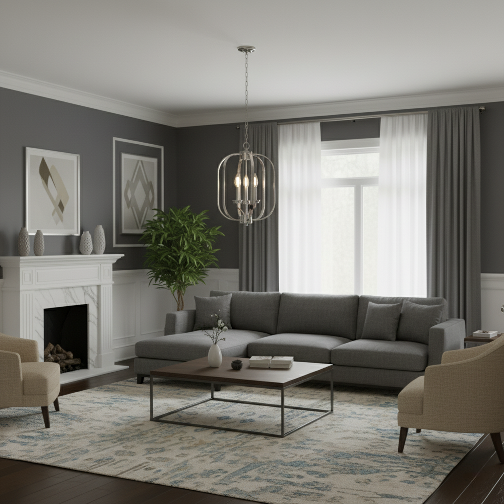 Victoria Series 3-Light Small Entry Cage - High-Design Pendants