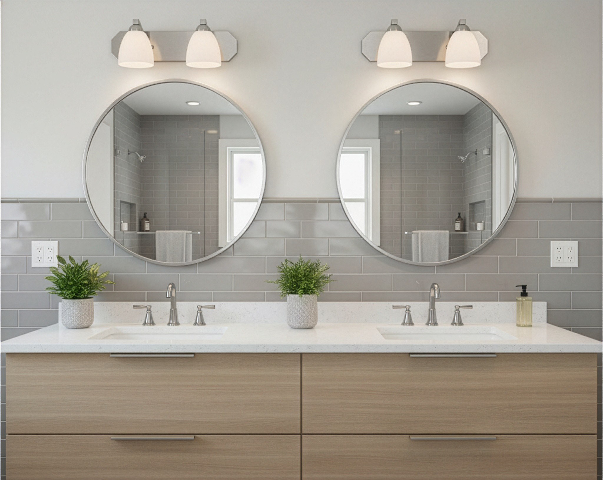 2-Light Contemporary Vanity White Glass - Contemporary Vanities