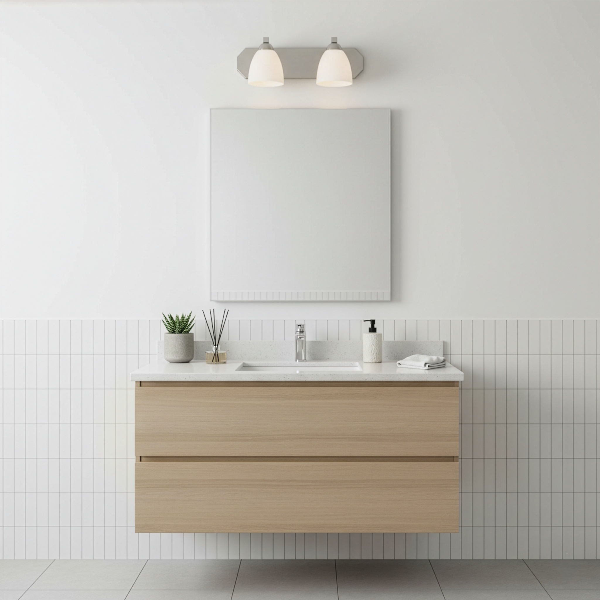 2-Light Contemporary Vanity White Glass - Contemporary Vanities