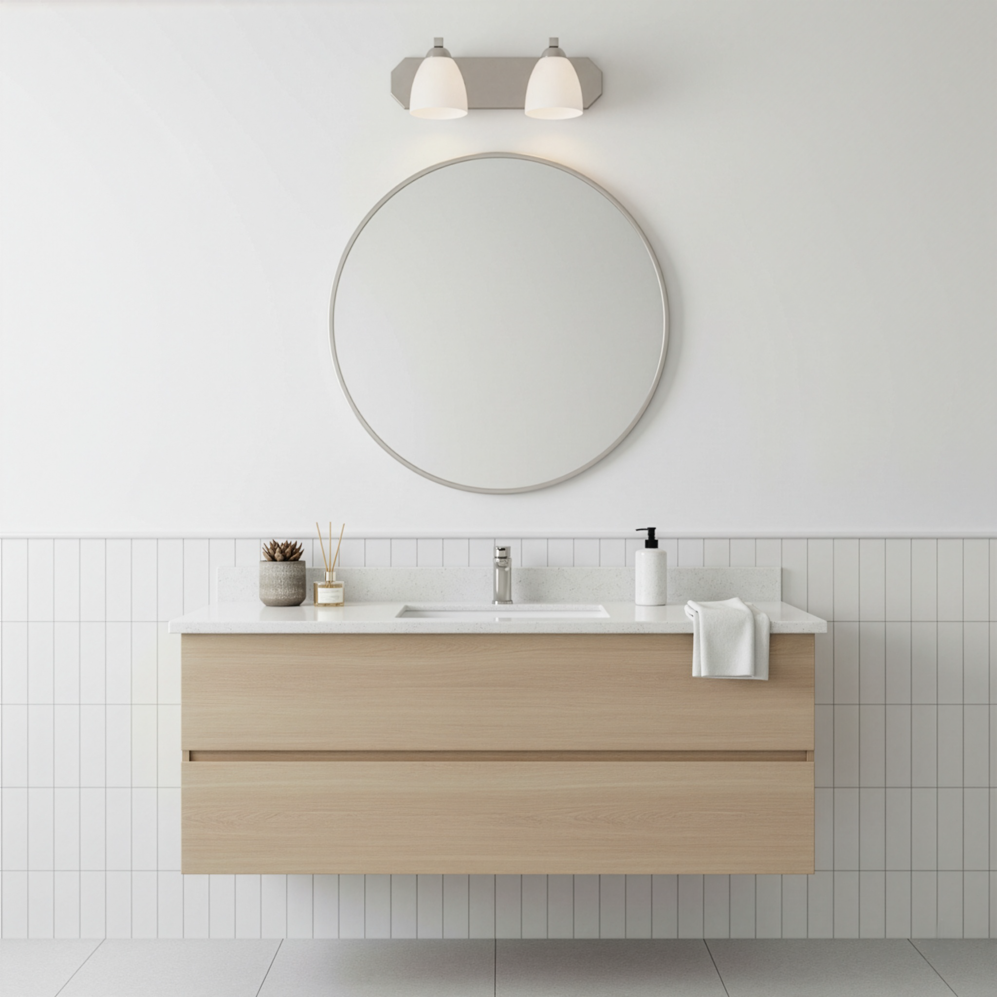 2-Light Contemporary Vanity White Glass - Contemporary Vanities