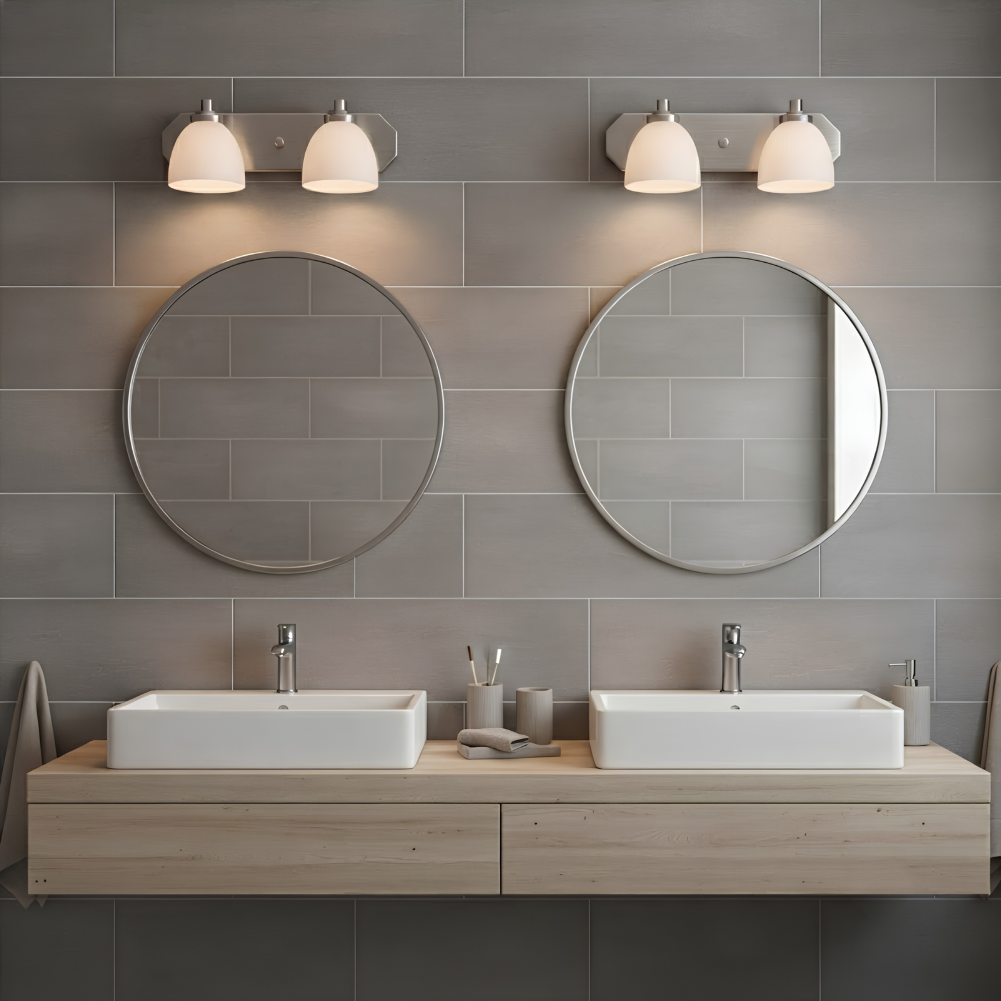 2-Light Contemporary Vanity White Glass - Contemporary Vanities
