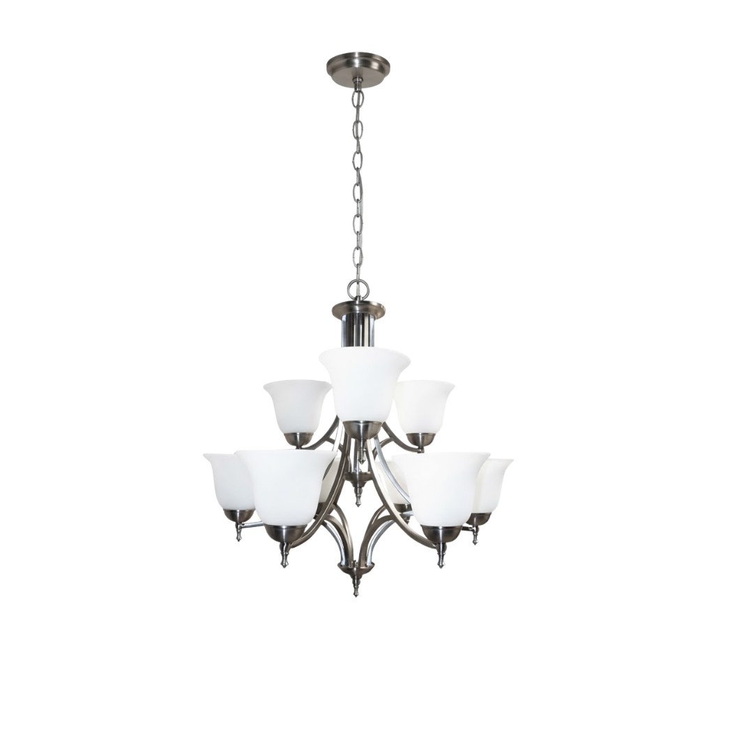 Dallas Upgrade 9-Light Chandelier - Bold Chandeliers in Brushed Nickel