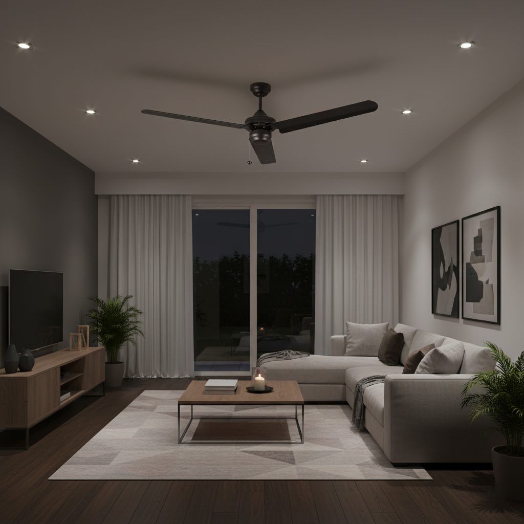 54" 3-Metal Blade Industrial Fan - Architectural-Inspired Outdoor Fans in Matte Black