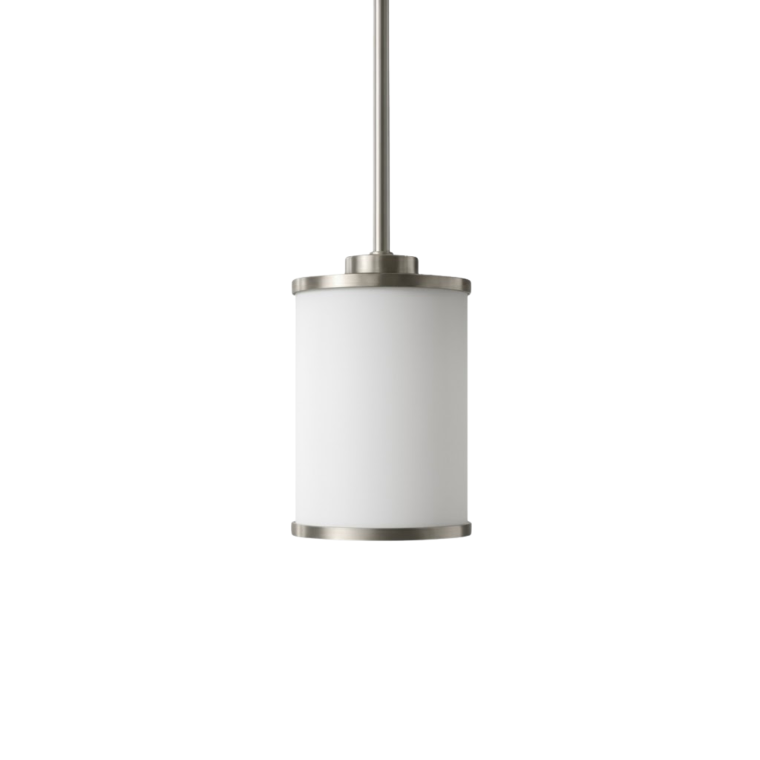 Lexington 1-Light White Glass Mini Pendant - Bold Pendants in Brushed Nickel