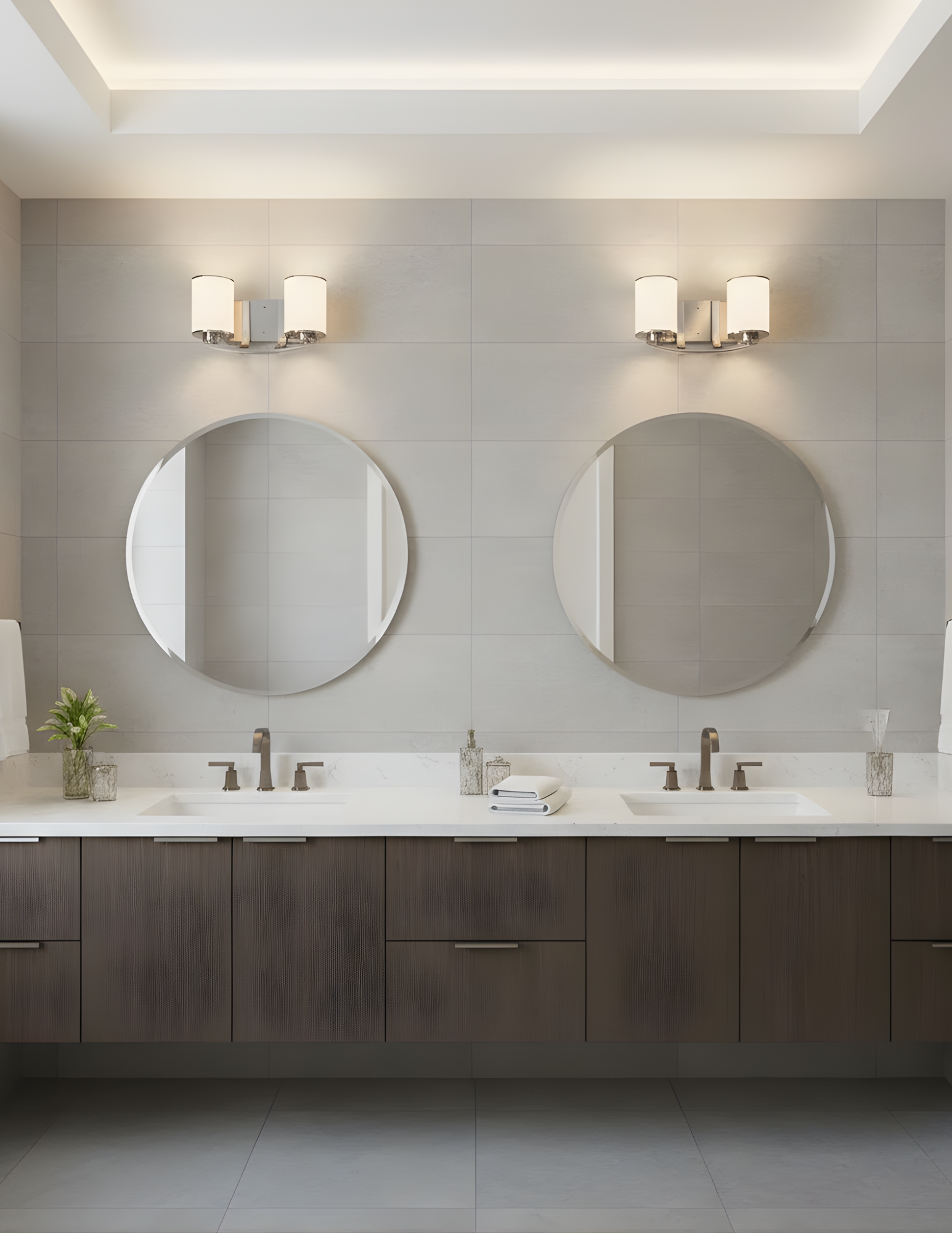 Lexington 2-Light White Glass Vanity - Refined Vanities in Brushed Nickel