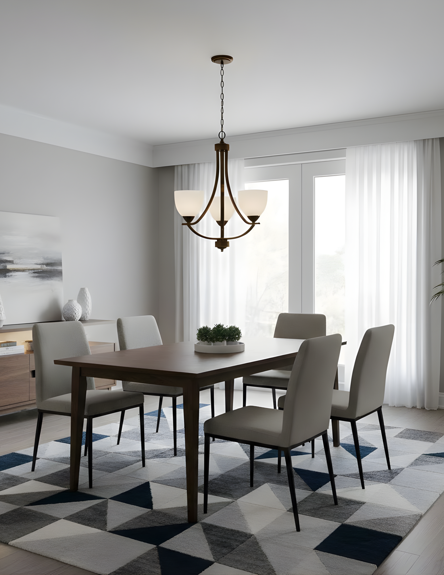 Victoria 3-Light Chandelier White Glass - Refined Chandeliers