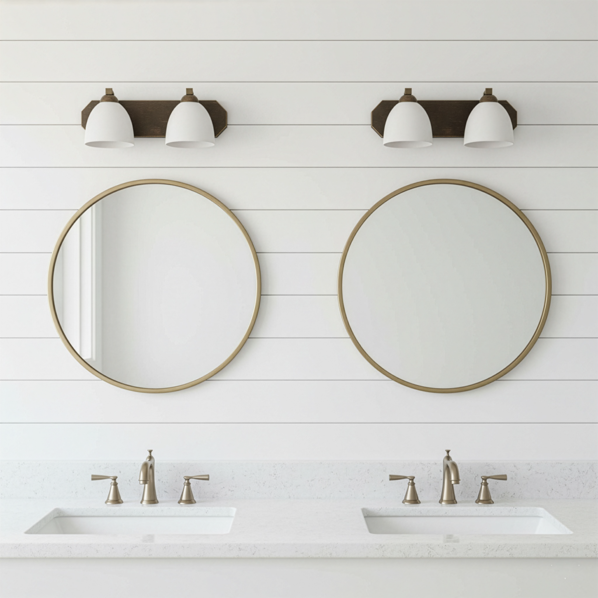 2-Light Contemporary Vanity White Glass - Contemporary Vanities