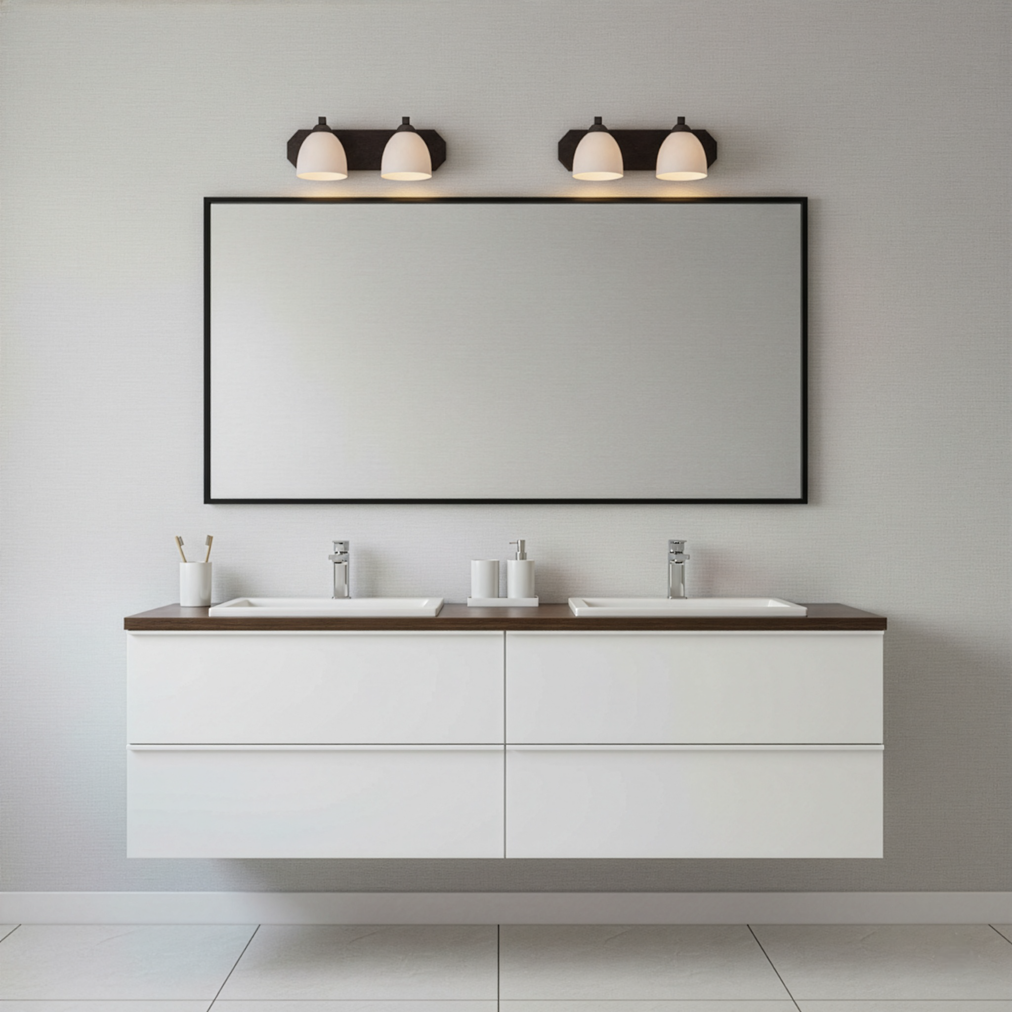 2-Light Contemporary Vanity White Glass - Contemporary Vanities