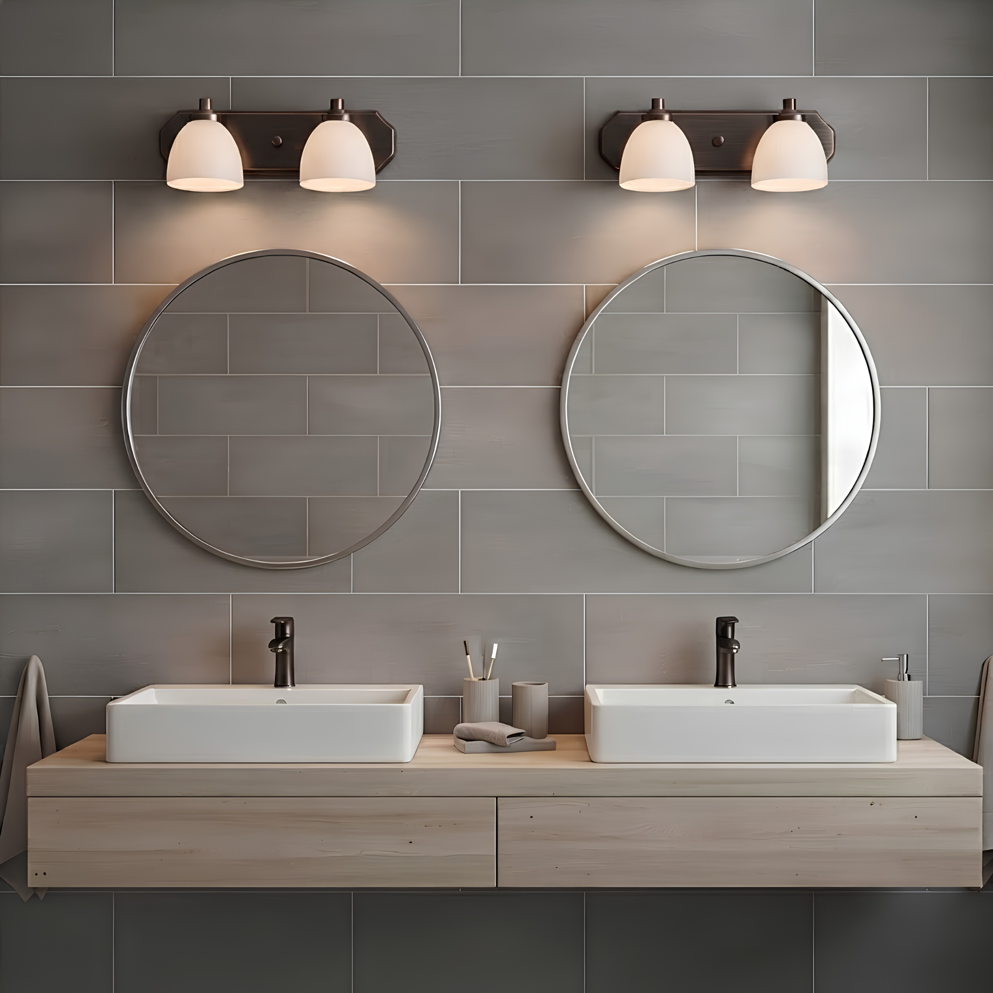 2-Light Contemporary Vanity White Glass - Contemporary Vanities