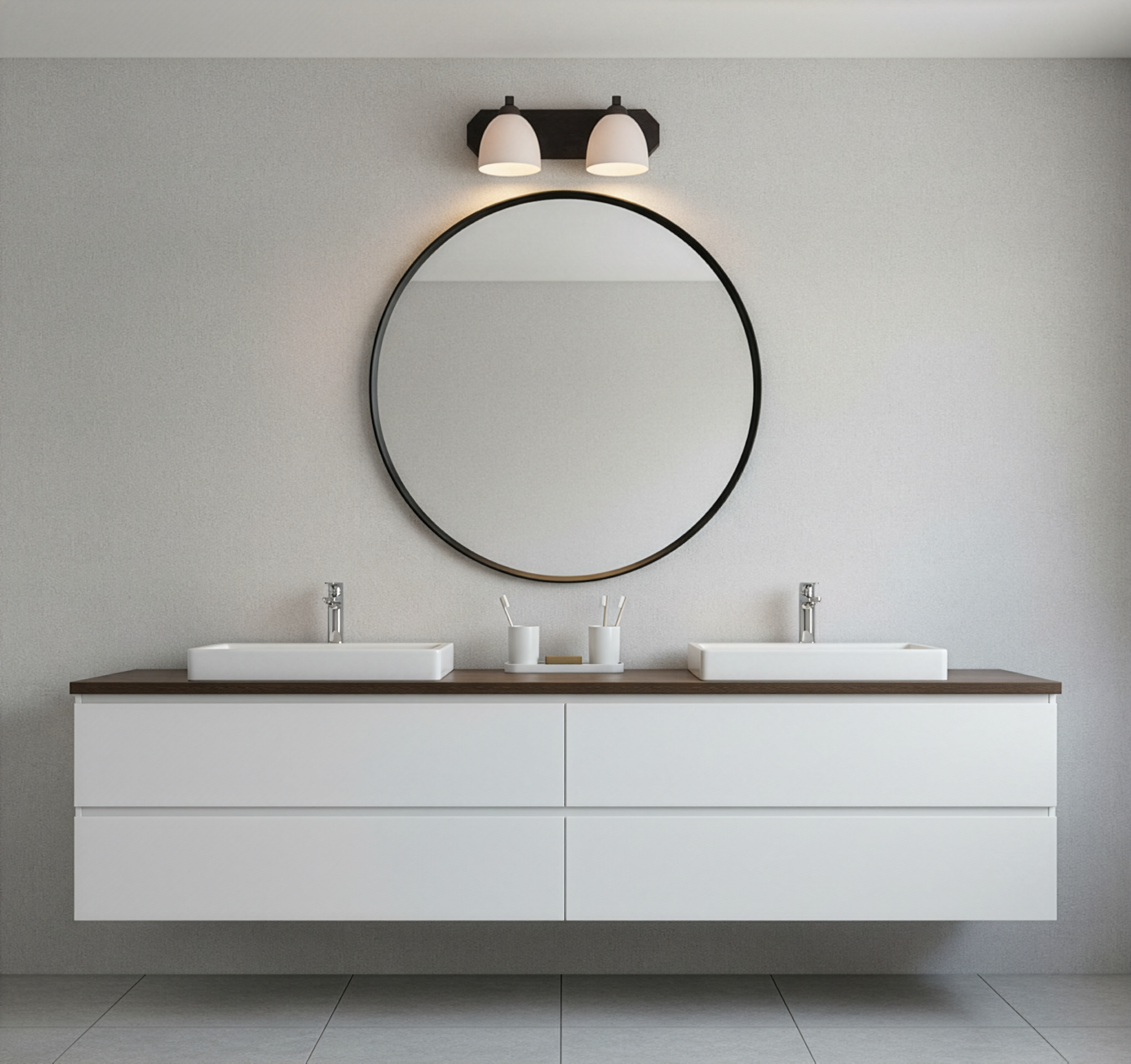 2-Light Contemporary Vanity White Glass - Contemporary Vanities