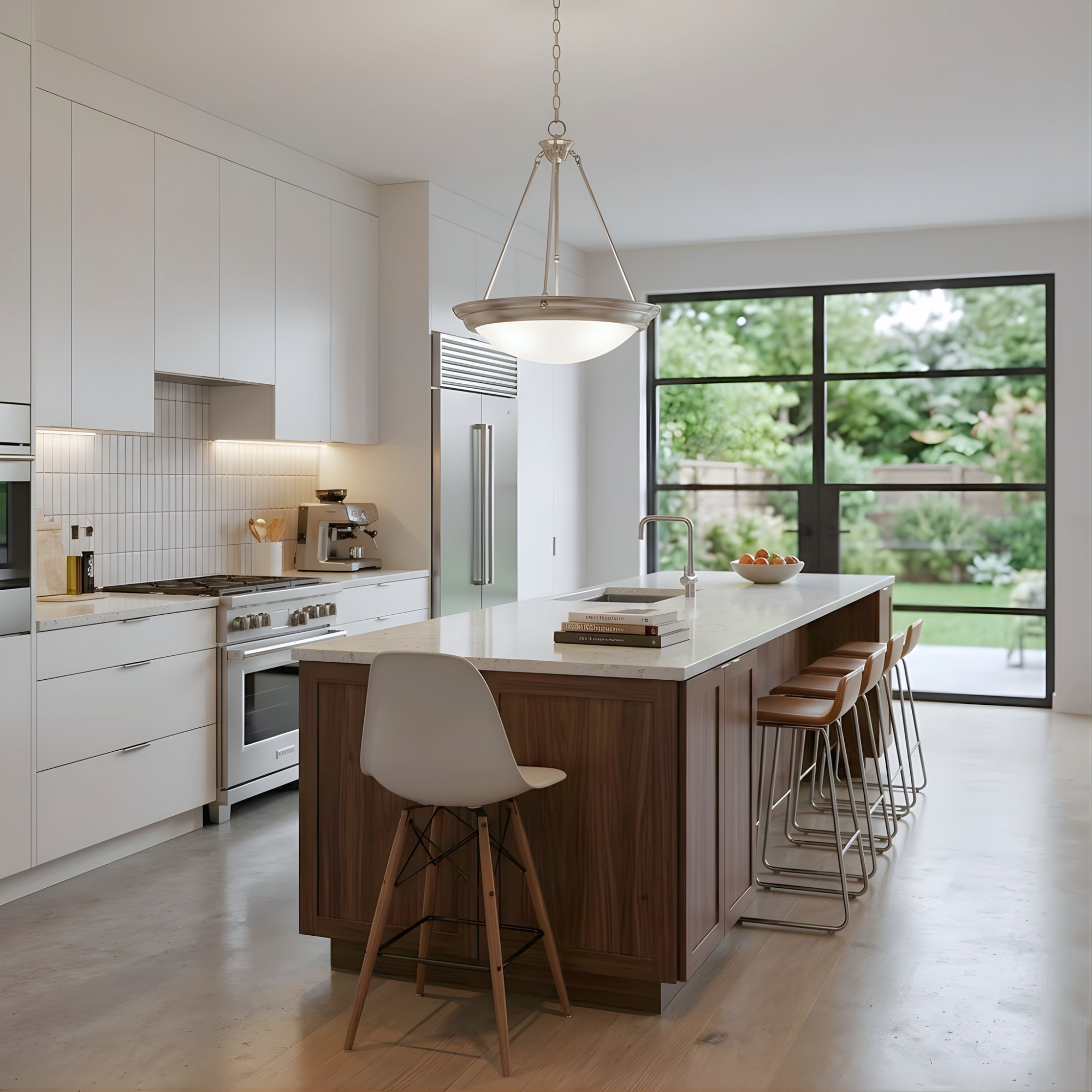 Foyer White Bowl Hanging Pendant - Stylish Pendants in Brushed Nickel