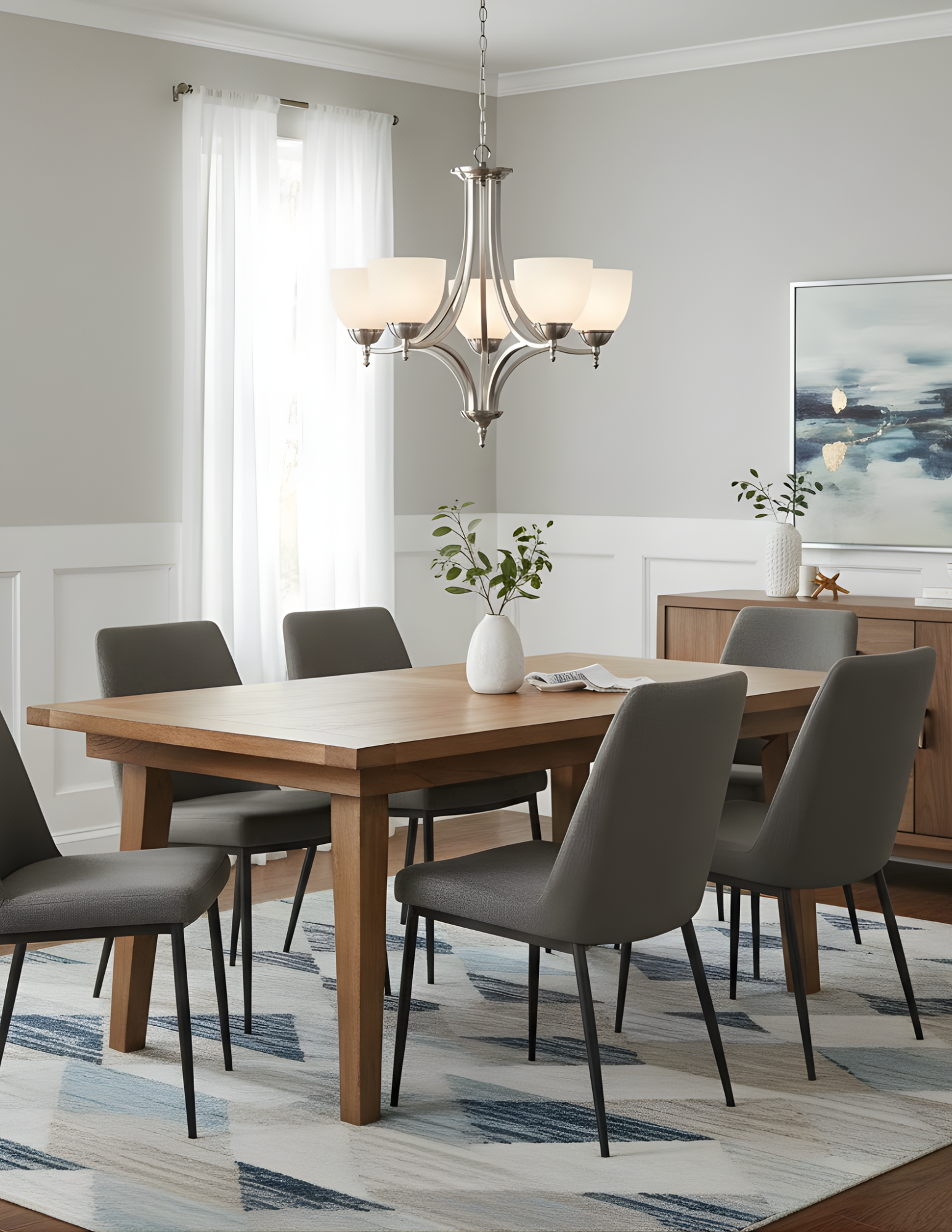 Dallas Upgrade 5-Light Chandelier - Sleek Chandeliers in Brushed Nickel