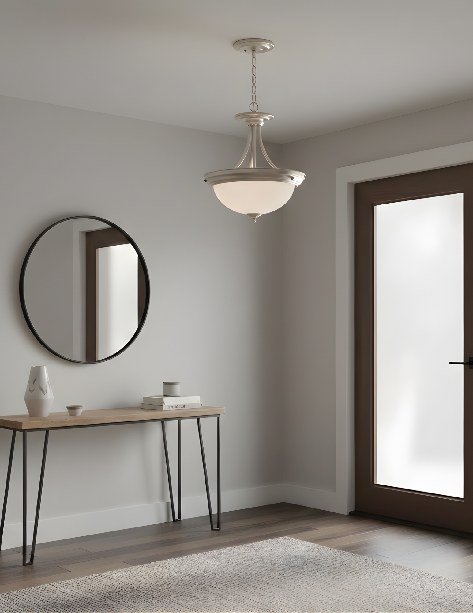 Semi-Flush Entry - White Glass - High-Design Pendants