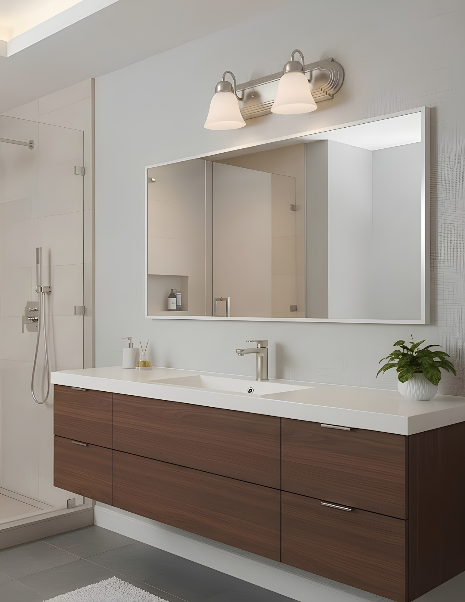 2-Light Racetrack w/Arms G-423 - Transitional Vanities in Brushed Nickel