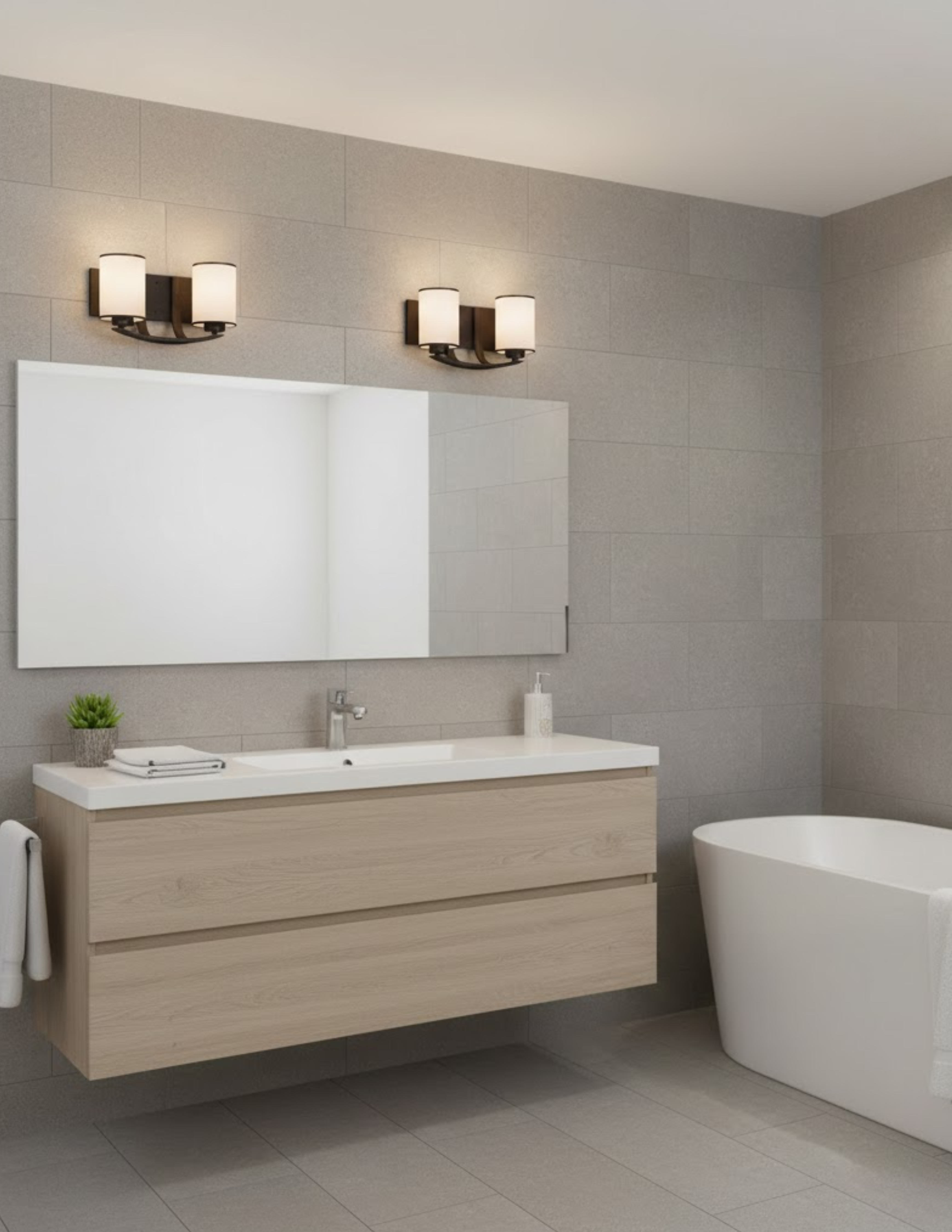 Lexington 2-Light White Glass Vanity - Transitional Vanities in Rubbed Bronze