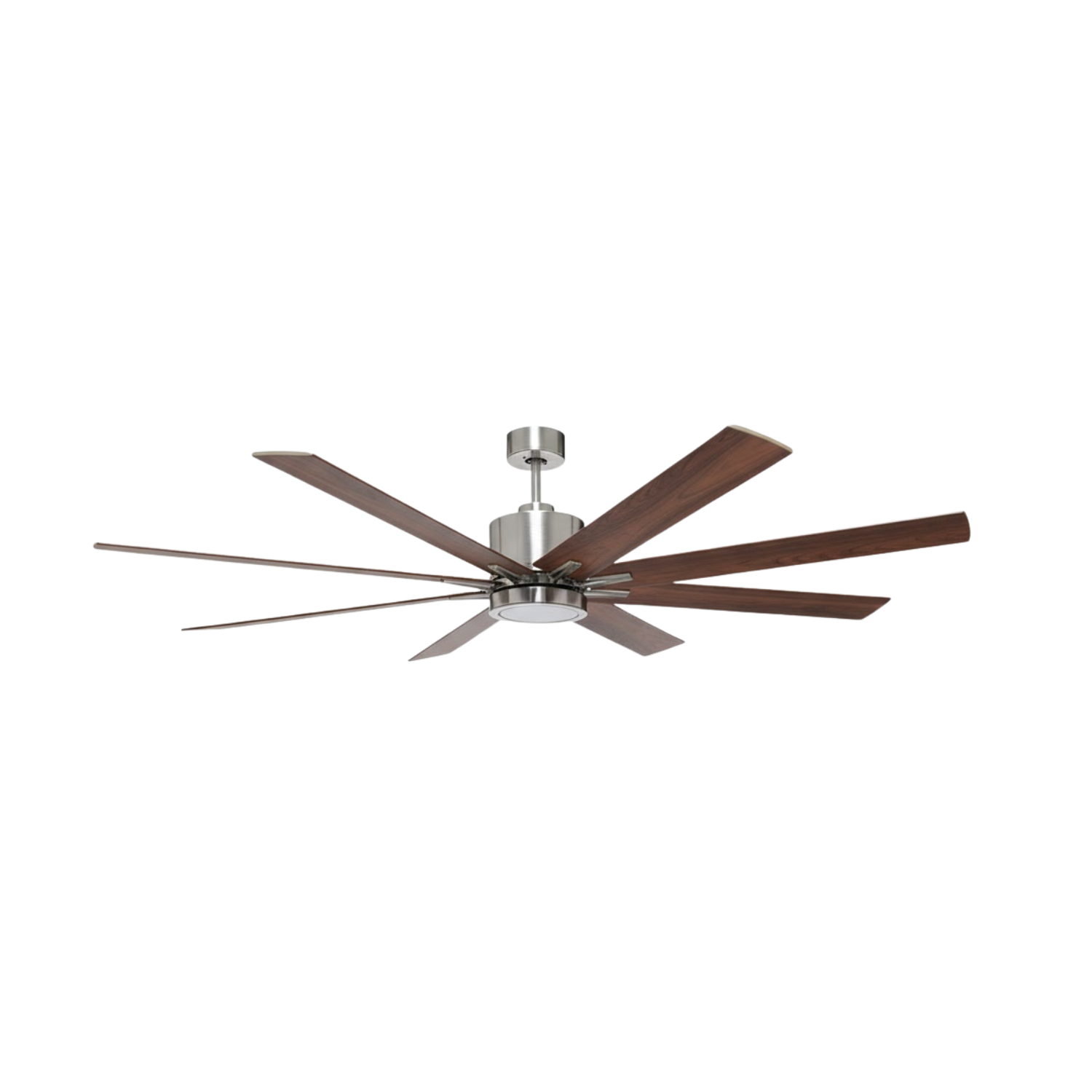 8-Blade 66" Fan Silver/Walnut Blades 16W LED Light Kit 3000K - Chic Indoor Fans in Brushed Nickel