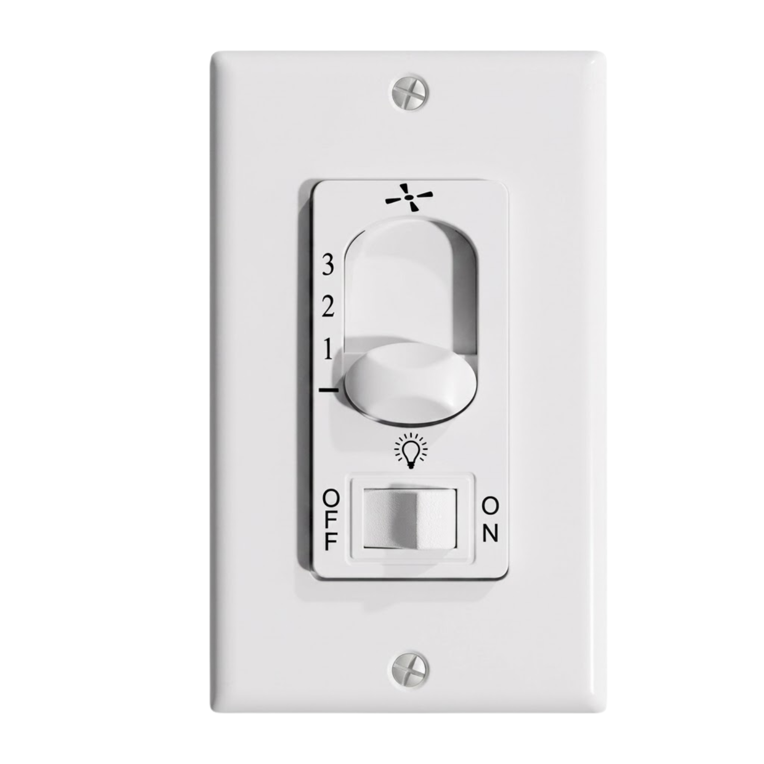 Fan Control - White Slider with On/Off Light Switch - Transitional Wall Controls