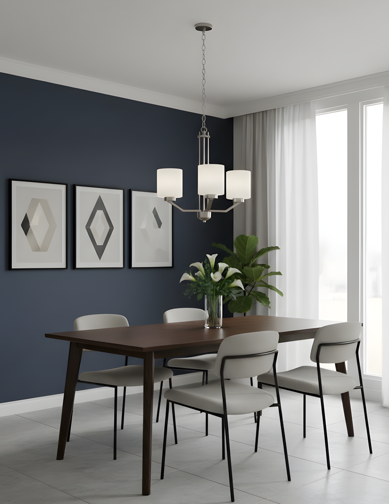 Paris 3-Light Chandelier White Cylinder Glass - High-Design Chandeliers