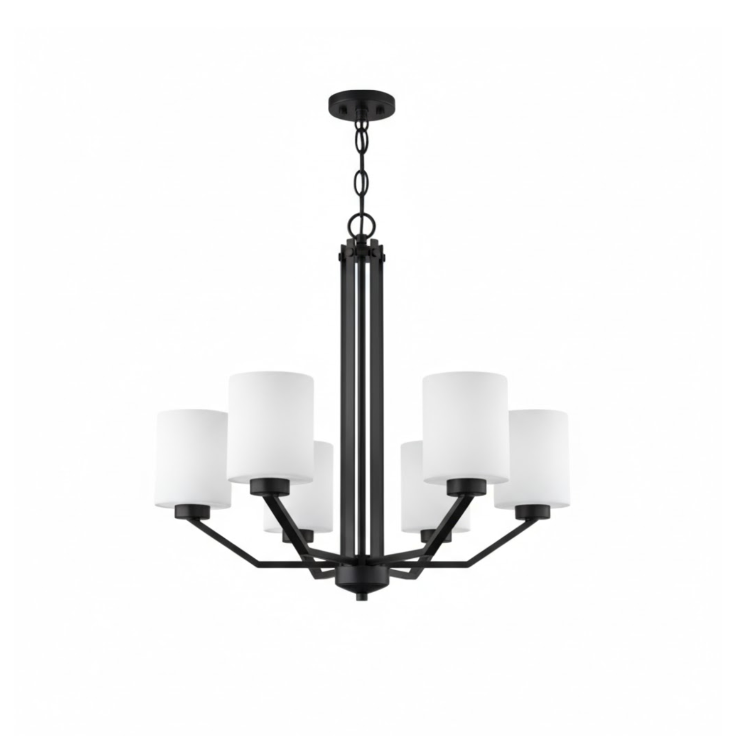 Paris 6-Light Chandelier White Cylinder Glass - Versatile Chandeliers