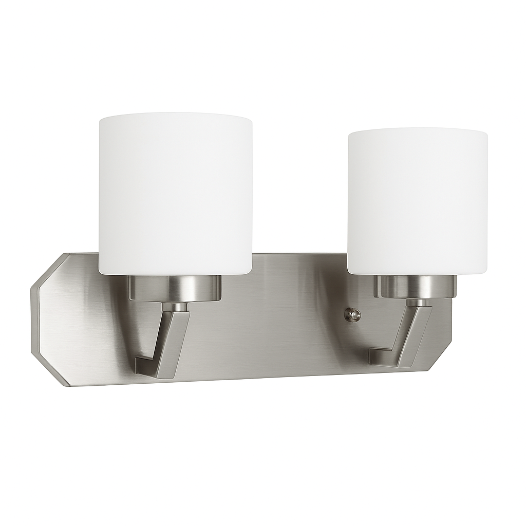 Paris 2-Light Vanity - White Cylinder Glass - Eye-Catching Vanities