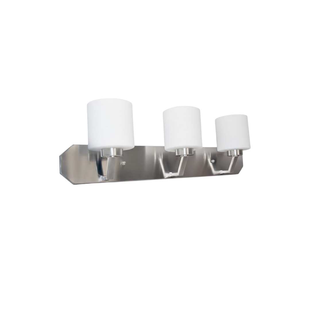 Paris 3-Light Vanity - White Cylinder Glass - Elegant Vanities