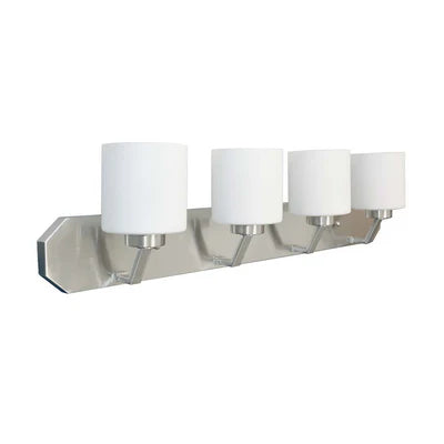 Paris 4-Light Vanity White Cylinder Glass - Sleek Vanities