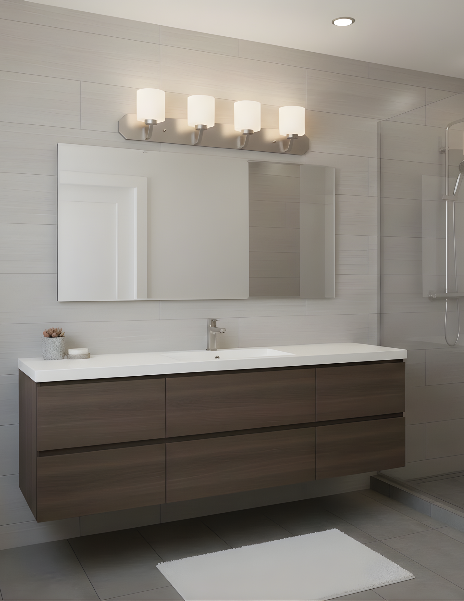 Paris 4-Light Vanity White Cylinder Glass - Sleek Vanities