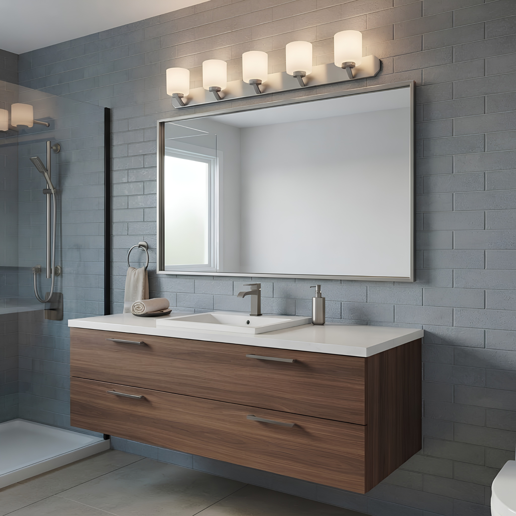 Paris 5-Light Vanity White Cylinder Glass - Decorative Vanities