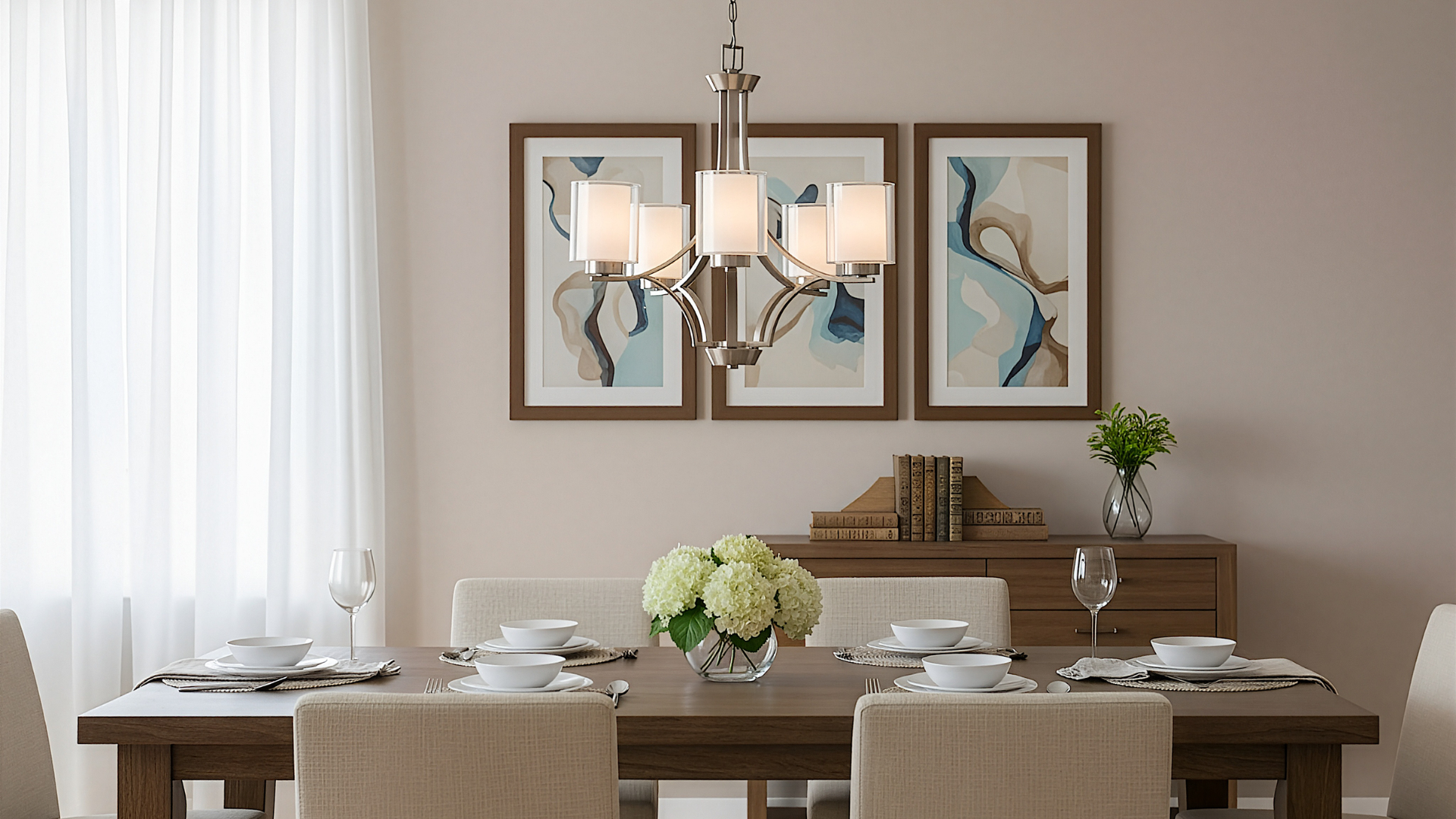 Sonora 5-Light Chandelier - Clear & White Glass - Elegant Chandeliers