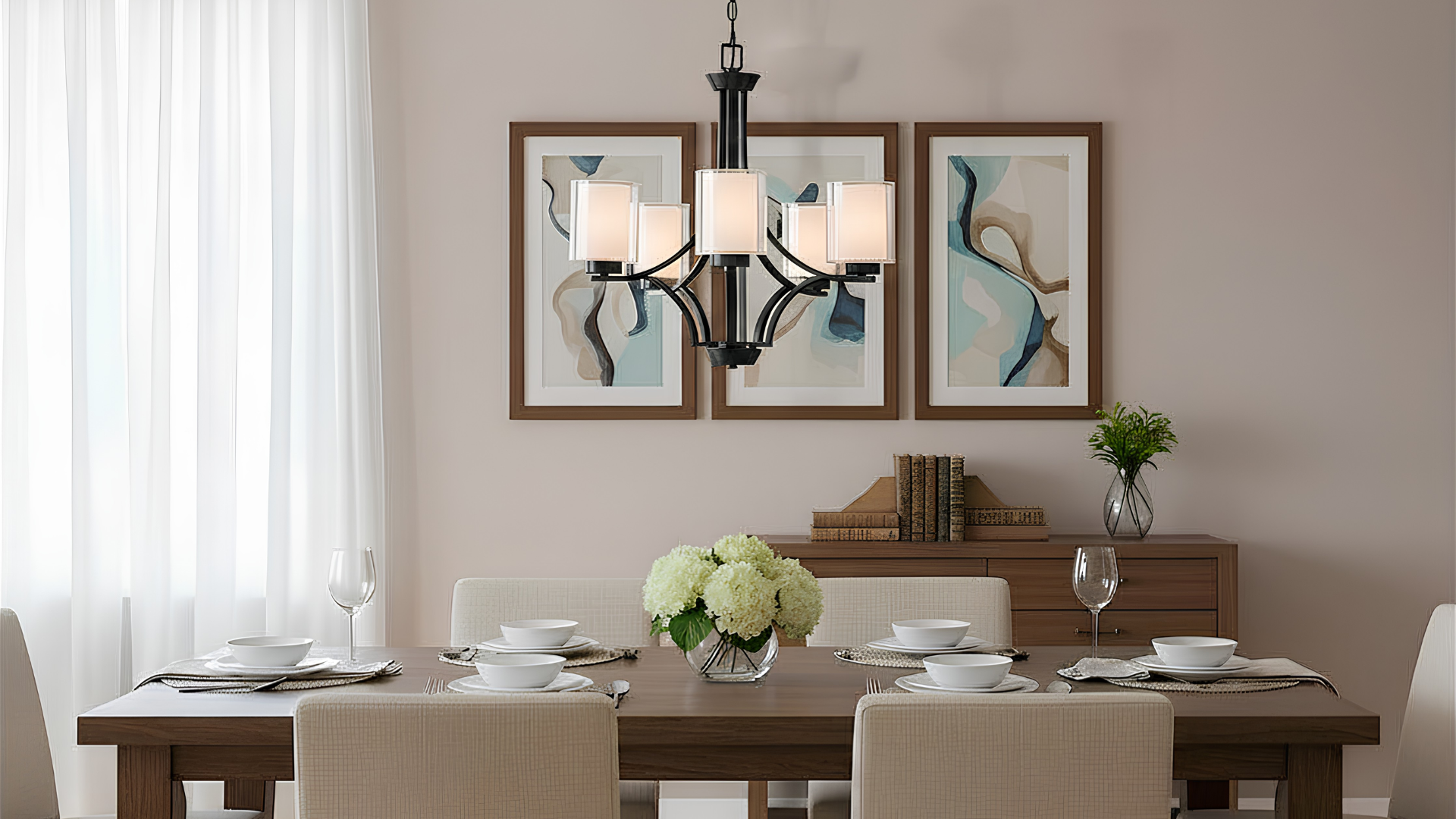 Sonora 5-Light Chandelier - Clear & White Glass - Elegant Chandeliers