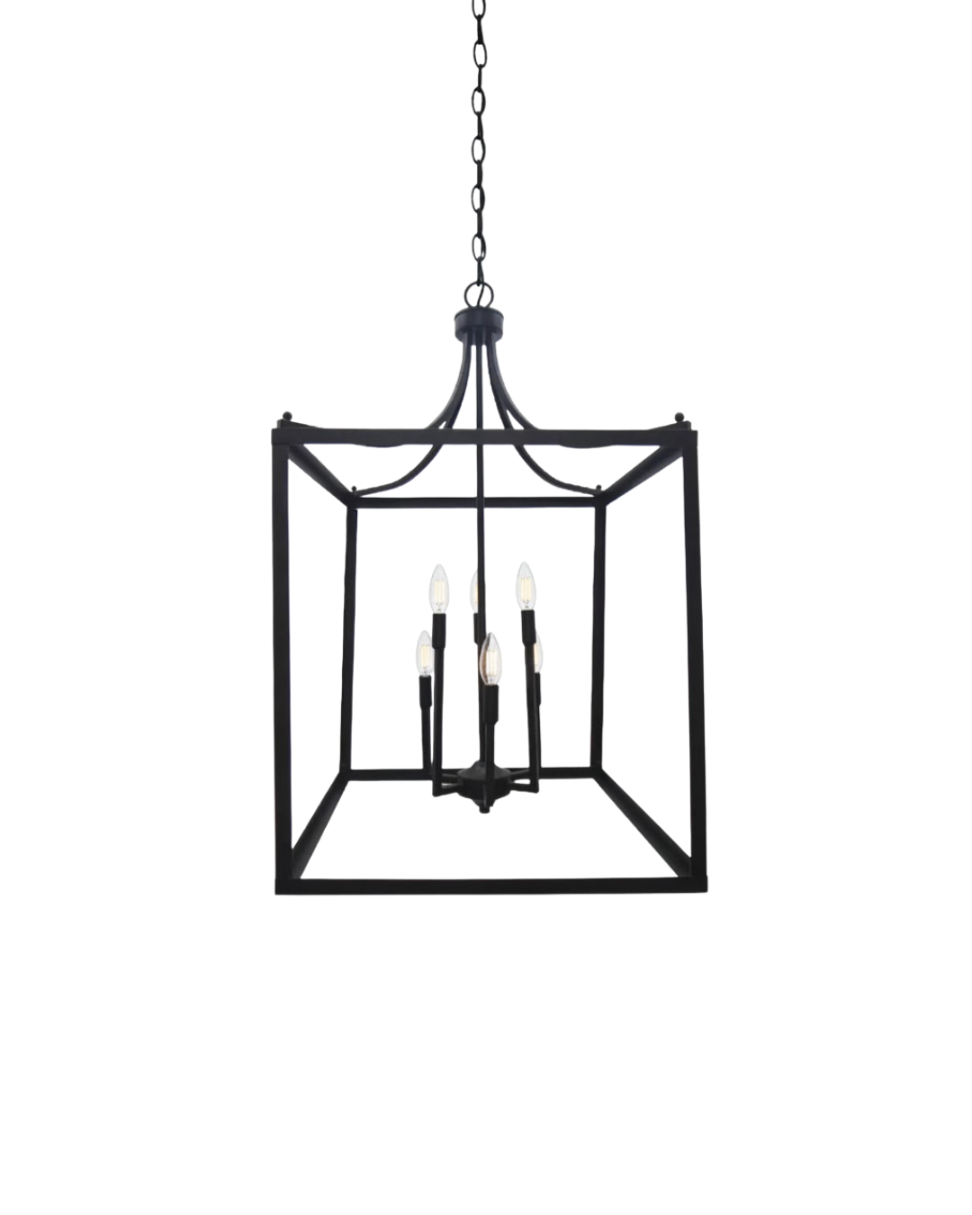 6-Light Square Cage Entry - No Glass - Stylish Pendants