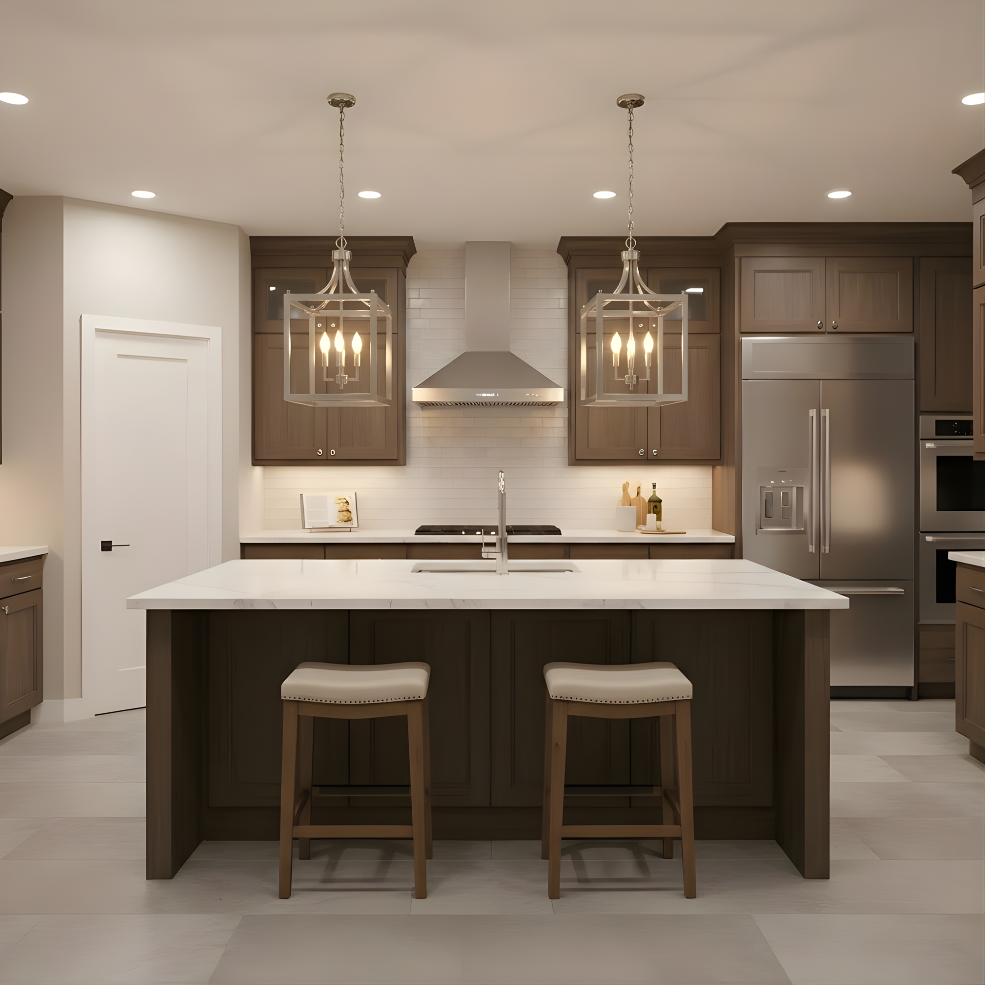 3-Light Square Cage Entry - No Glass - Architectural-Inspired Pendants