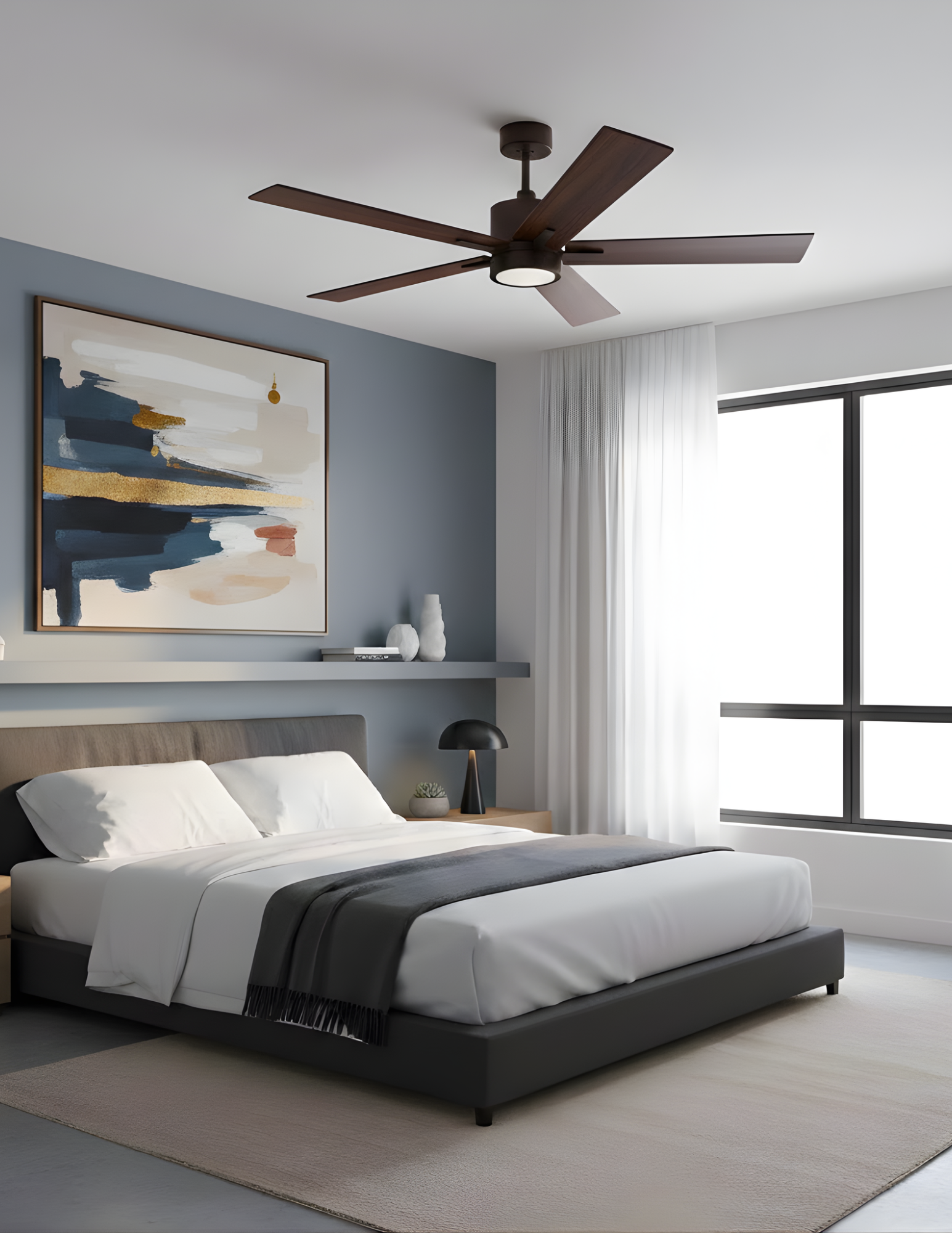 5-Blade 52" RB Modern Cylinder Fan Med Oak/Walnut Blades WC-1-WH Included