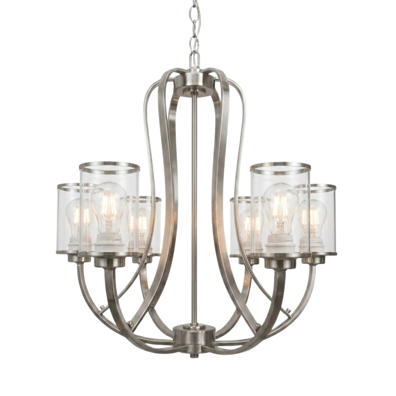 Lexington 6-Light Clear Glass Chandelier - Contemporary Chandeliers in Brushed Nickel