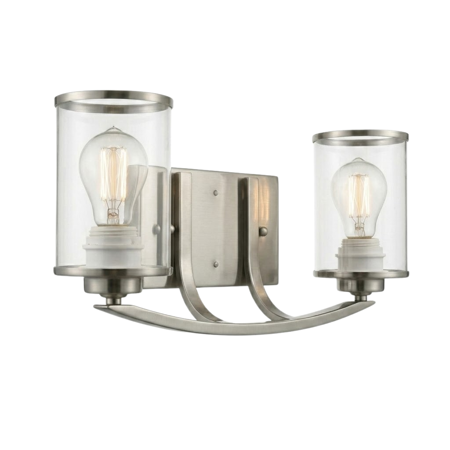 Lexington 2-Light Clear Glass Vanity - Stylish Vanities in Brushed Nickel