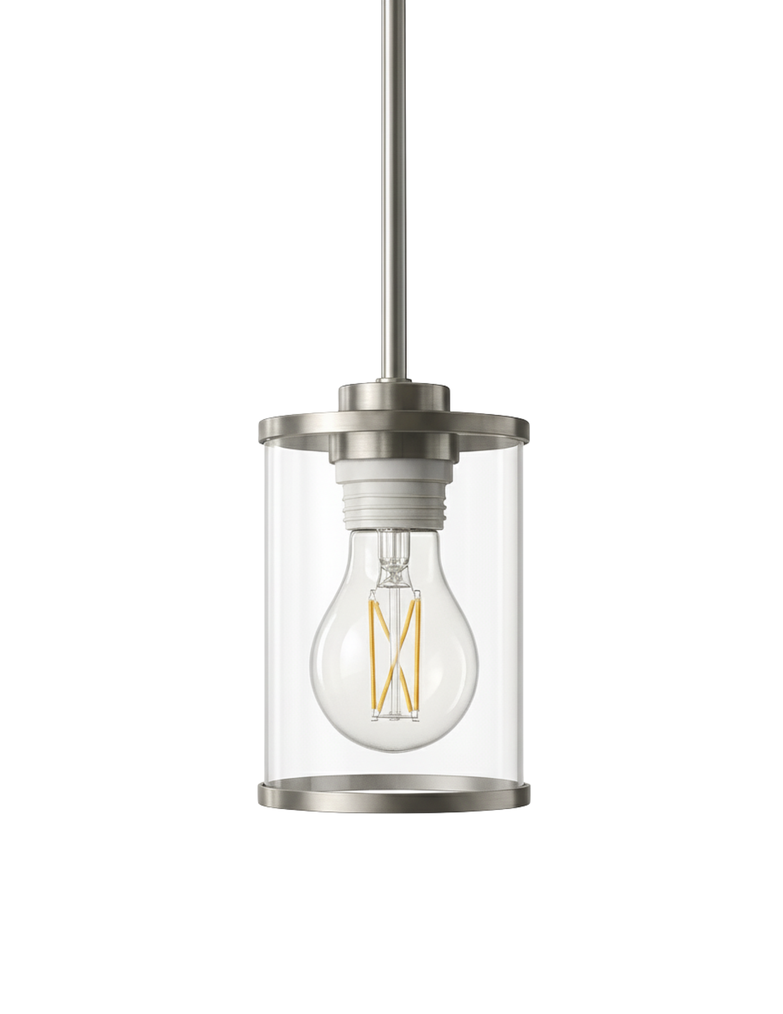 Lexington 1-Light Clear Glass Mini Pendant - Transitional Pendants in Brushed Nickel