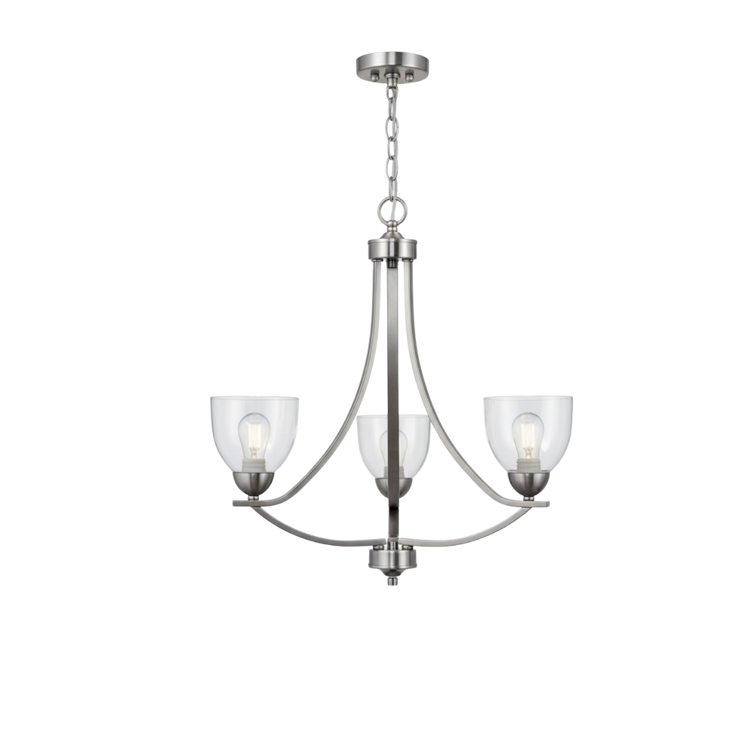 Victoria 3-Light Chandelier Clear Glass - Clean-Line Chandeliers