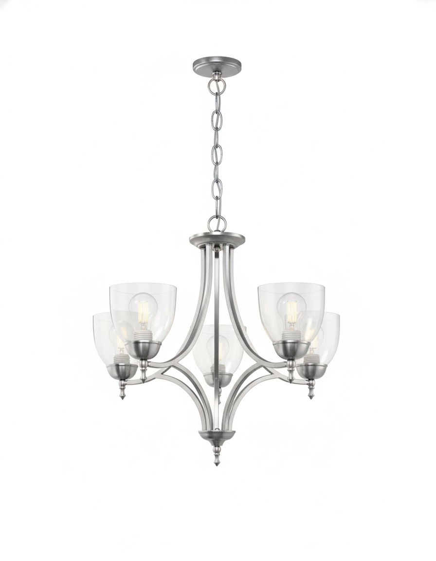 Dallas Upgrade 5-Light Chandelier - Timeless Chandeliers in Brushed Nickel